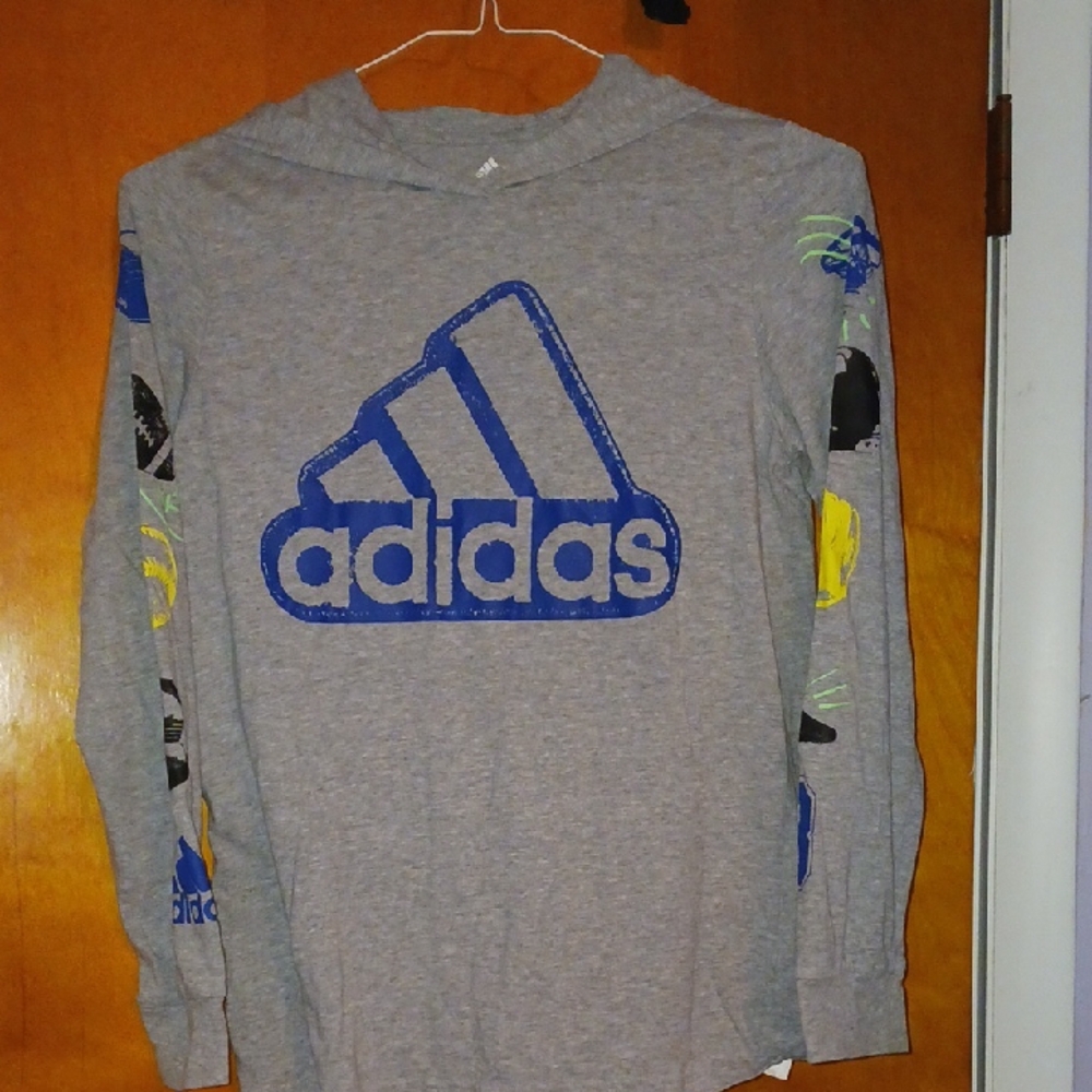 Adidas Kids Gray Long Sleeve Shirt Hoodie